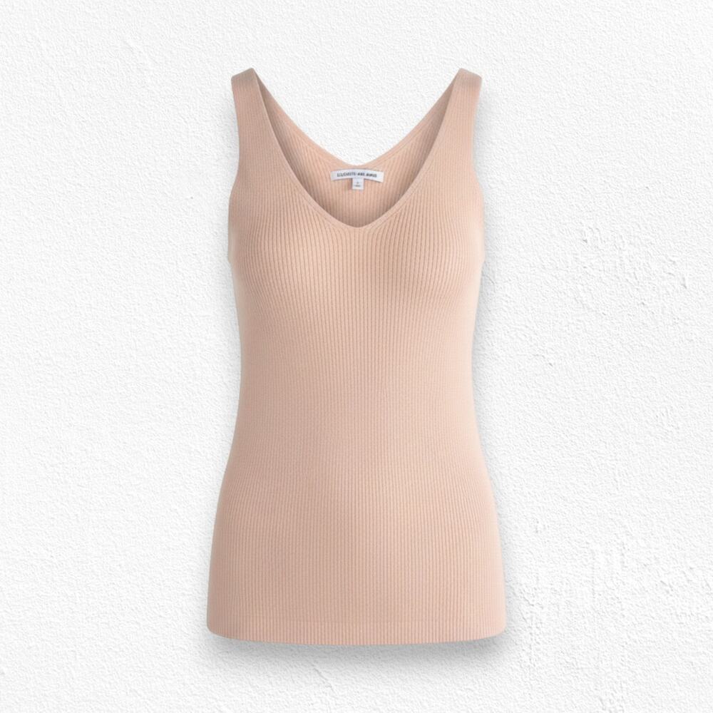 Elizabeth and James Peach Knit Tank Top Sleeveless Stretch Minimalist Size Large